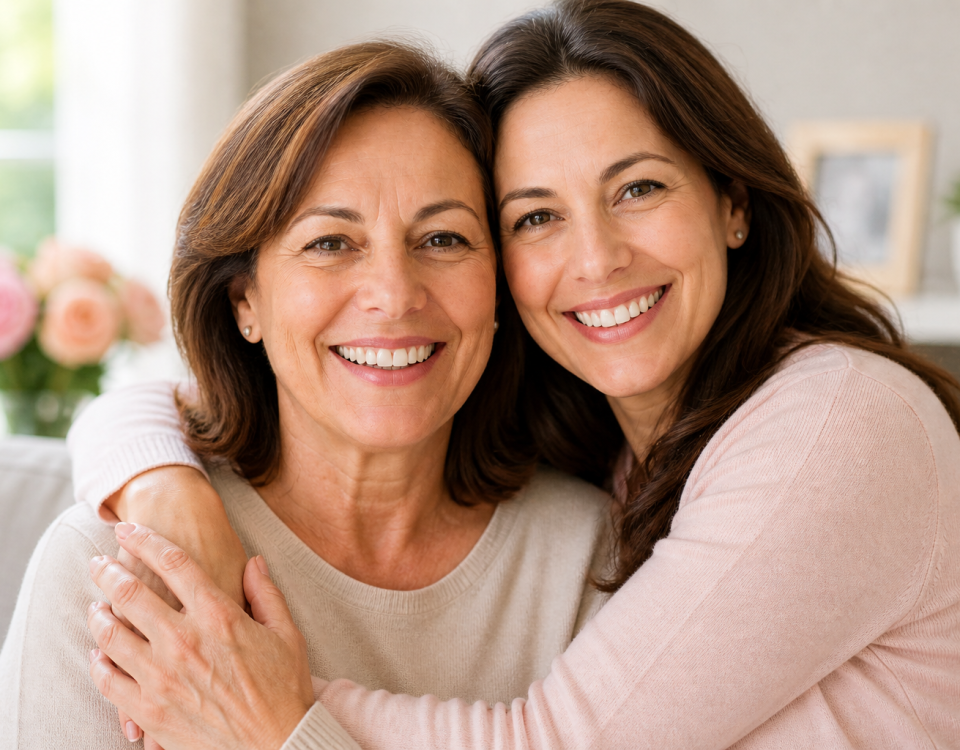 mamá sonriendo con su hija después de tratamiento dental en dentista queretaro